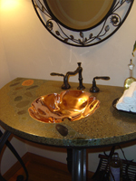 Integrated Copper "Crenelated"Sink with Mirror Polish