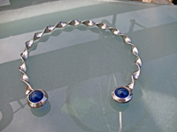 Twisted Torc with blue beads (neckring)